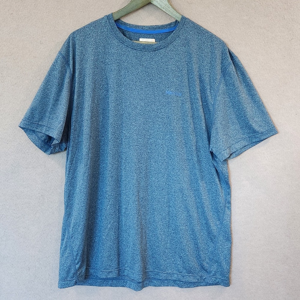 Marmot T-Shirt Mens XL‎ Blue Short Sleeve Crew Neck Pullover Breathable Fitness